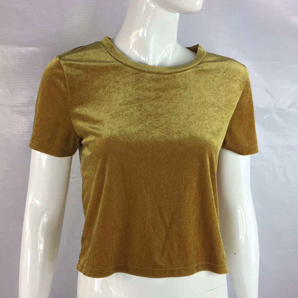 Yellow velvet T-shirt crop top